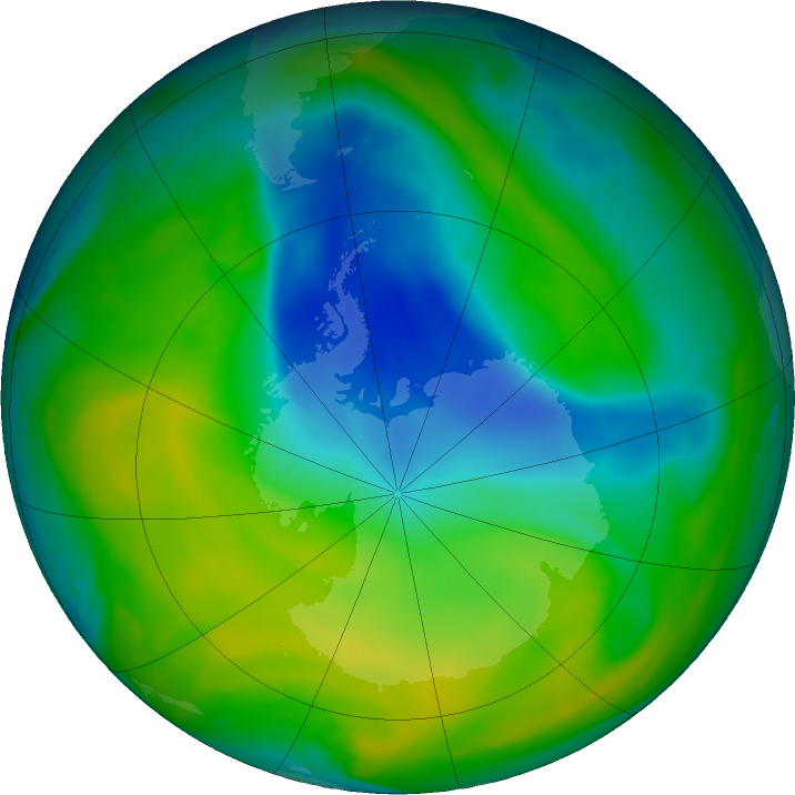 Antarctic ozone map for 17 November 2016